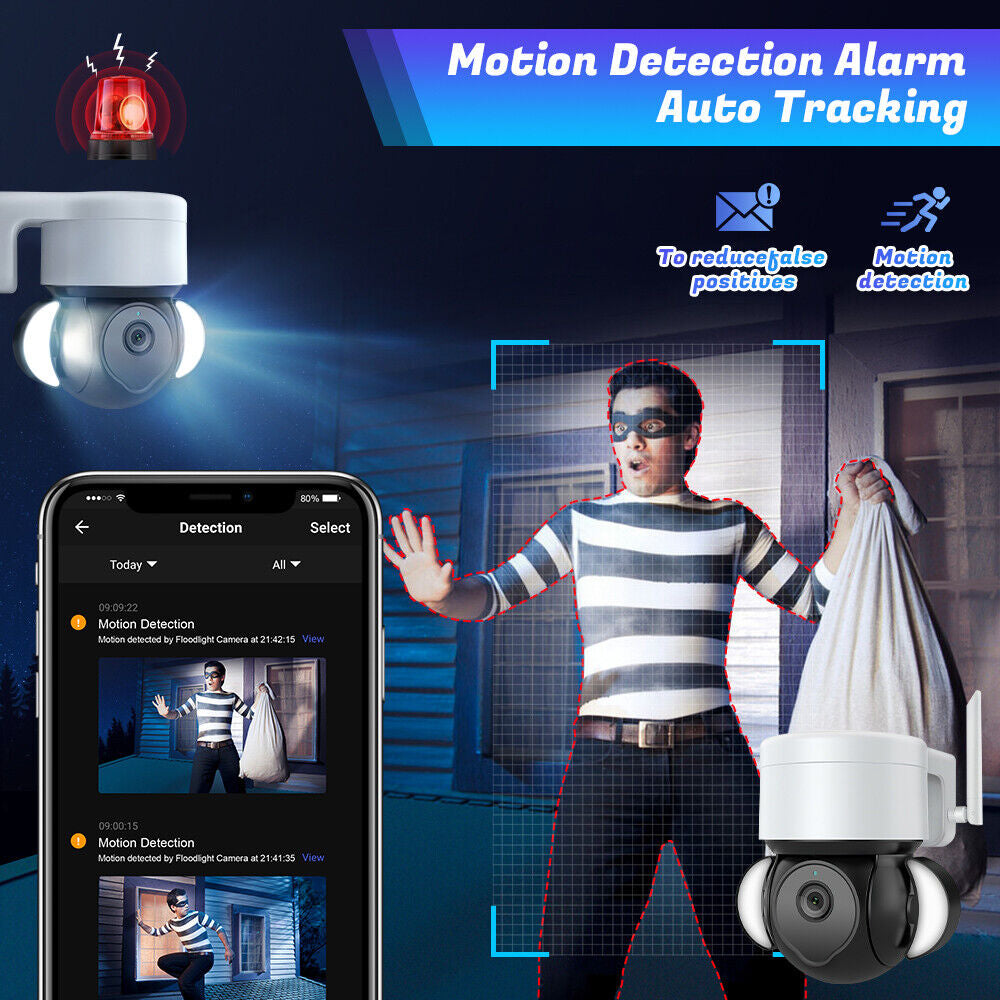 5MP PTZ Wireless Wifi Security Camera 10X Optical Zoom Auto Motion Tracking Tuya