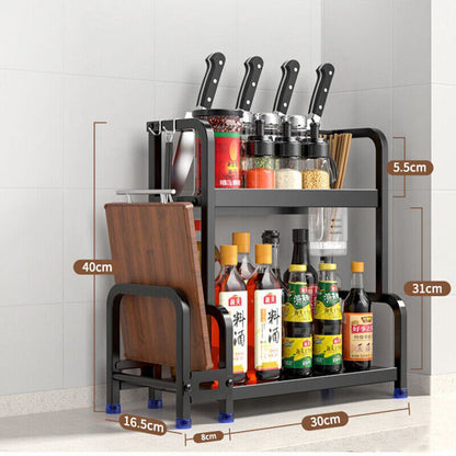 2/3 Tier Spice Rack Storage Stand Cabinet Organiser Pantry Kitchen Shelf Holder