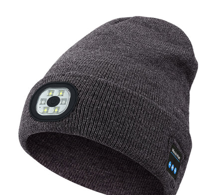 Bluetooth 5.0 LED Beanie Hat with Music Speakers Mic Rechargeable Cap Head Light