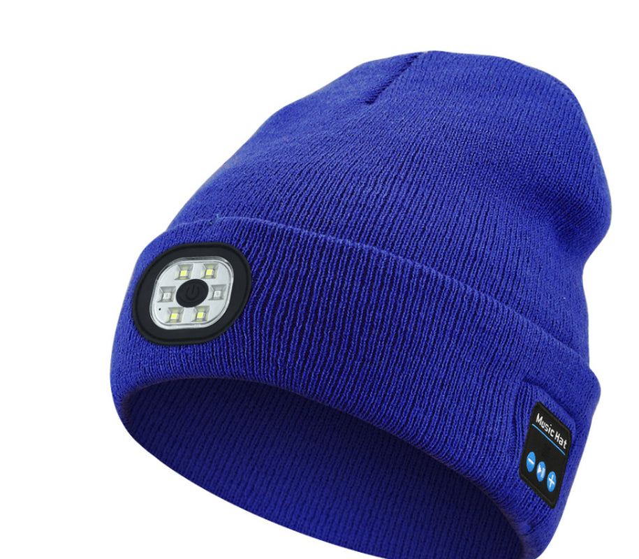 Bluetooth 5.0 LED Beanie Hat with Music Speakers Mic Rechargeable Cap Head Light