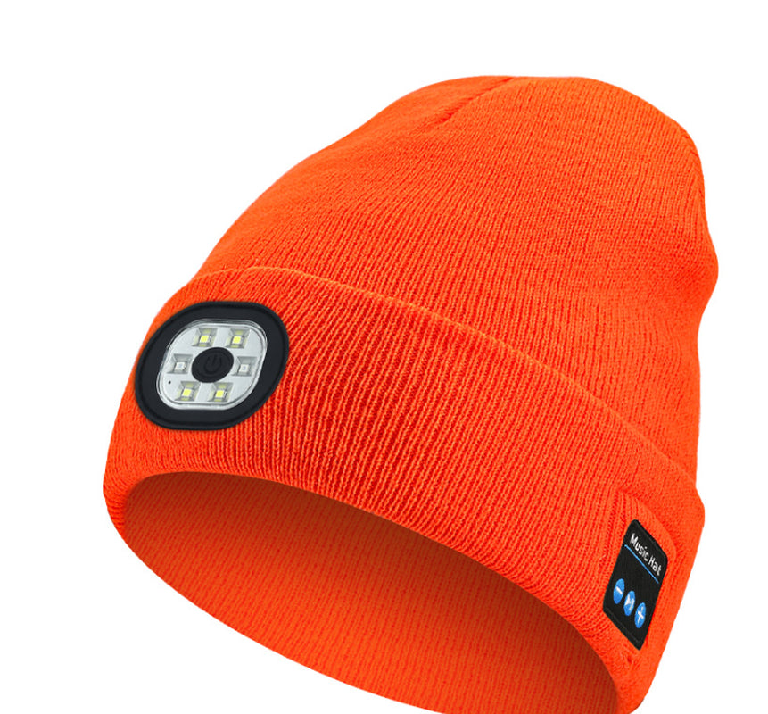 Bluetooth 5.0 LED Beanie Hat with Music Speakers Mic Rechargeable Cap Head Light