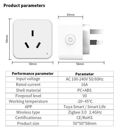 Smart Socket Plug Switch Wifi Voice Control Timer Tuya App 16A Alexa Google Home