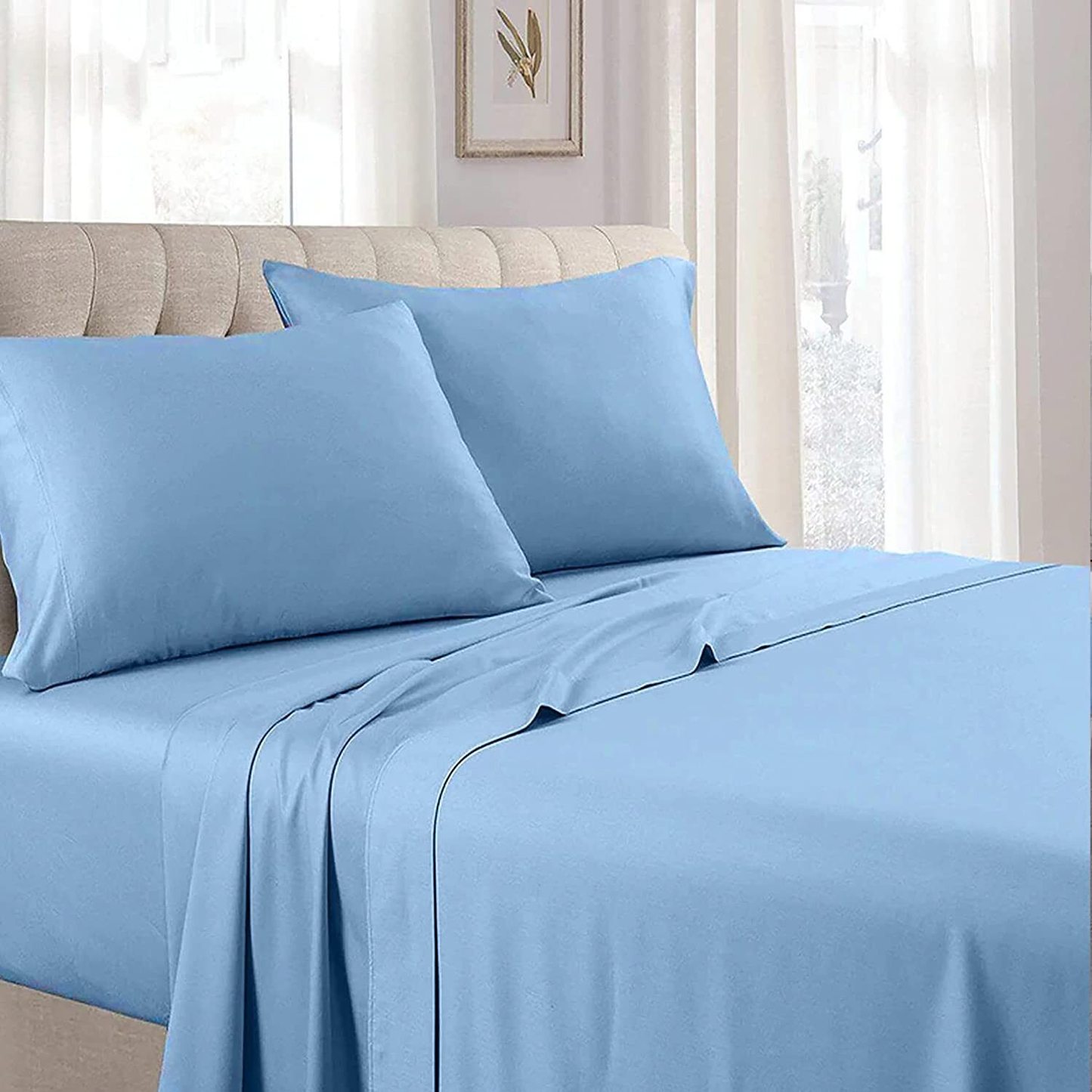 4 Pcs Bed Sheet Set 2000Thread Count Super Soft Microfiber with Deep Pocket