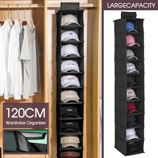 10 Tier Clothes Organiser Wardrobe Hanging Storage Closet Shoes Hanger Bag AU