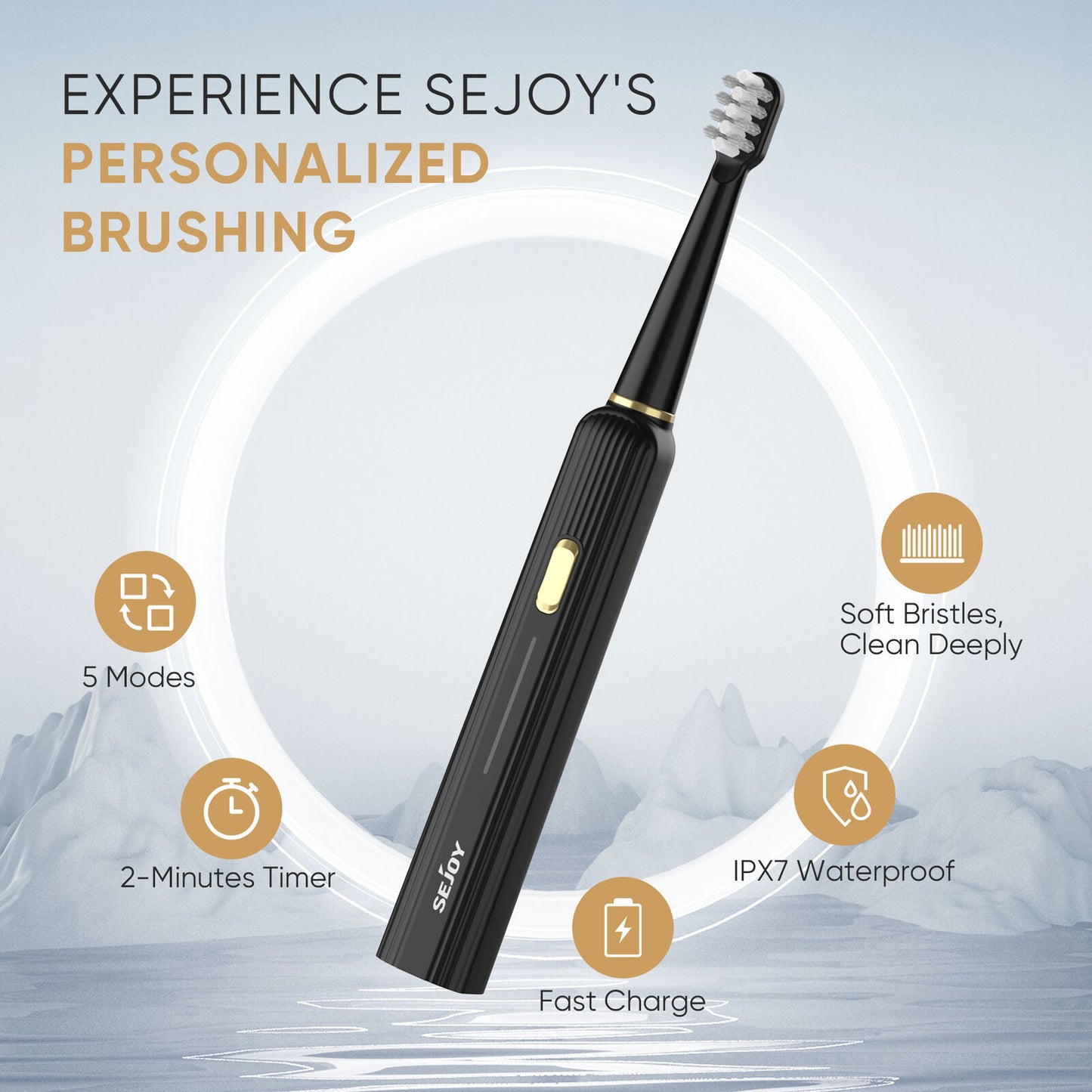 SEJOY Sonic Electric Toothbrush Rechargeable with 12 Brush Heads 5 Modes Timer