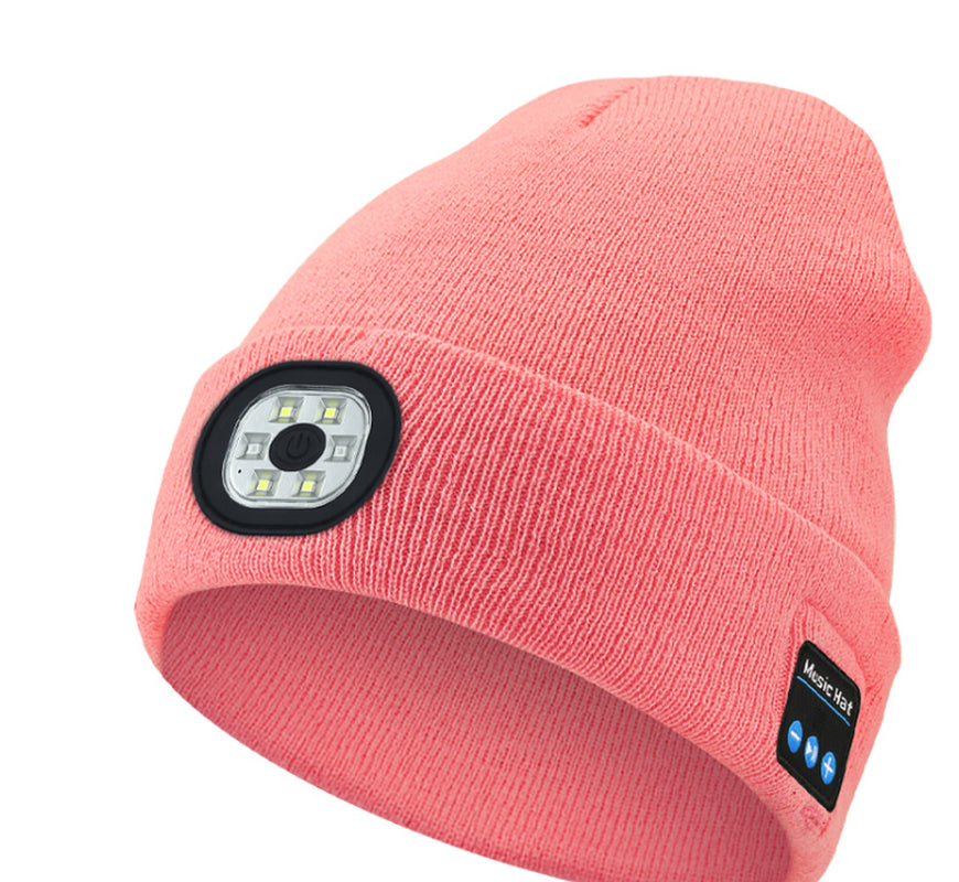 Bluetooth 5.0 LED Beanie Hat with Music Speakers Mic Rechargeable Cap Head Light