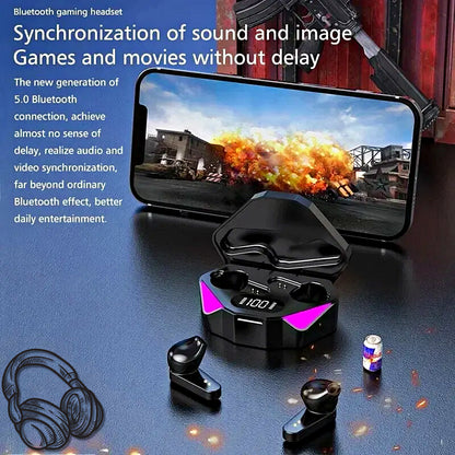 Sports Gaming LED Display Earphones Noise Cancelling Wireless Bluetooth Earbuds