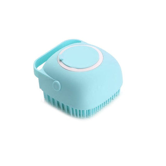 Soft Silicone Pet Bath Brush with Shampoo Dispenser - Blue