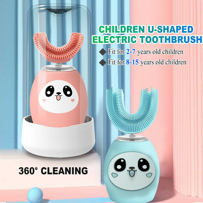 Children Kids Automatic Electric Toothbrush 360° U-Shaped Brush Teeth Cleaner