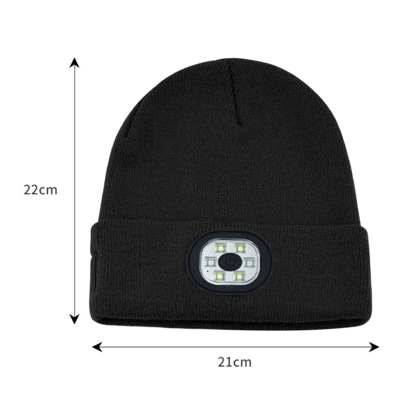 Bluetooth 5.0 LED Beanie Hat with Music Speakers Mic Rechargeable Cap Head Light