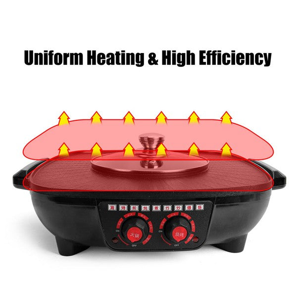 Electric 2 in 1 Hot Pot BBQ Oven Smokeless Barbecue Pan Grill Hotpot Machine AU