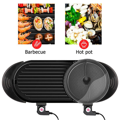 Electric 2 in 1 Hot Pot BBQ Oven Smokeless Barbecue Pan Grill Hotpot Machine AU