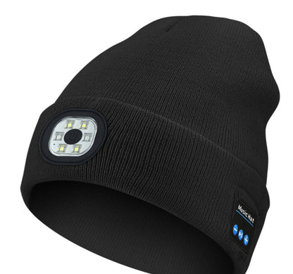 Bluetooth 5.0 LED Beanie Hat with Music Speakers Mic Rechargeable Cap Head Light