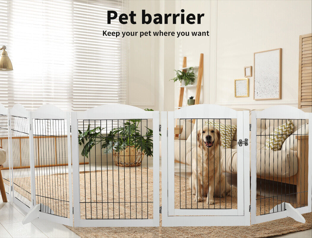 Pawz 6 Panels Pet Dog Playpen Puppy Exercise Cage Enclosure Fence Indoor White