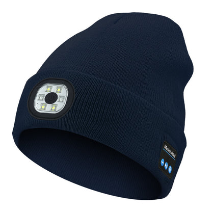 Bluetooth 5.0 LED Beanie Hat with Music Speakers Mic Rechargeable Cap Head Light