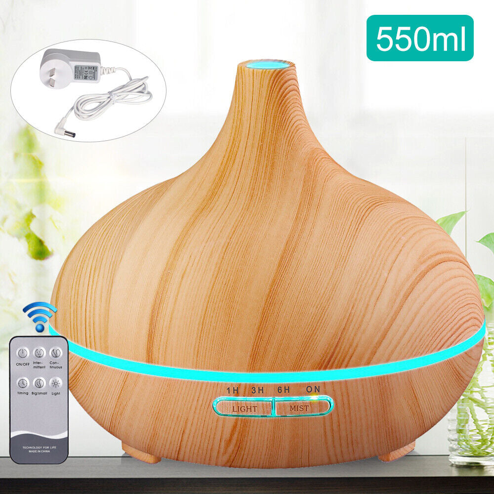 160-550ML Aroma Aromatherapy Diffuser LED Oil Ultrasonic Air Humidifier Purifier