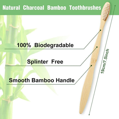 10Pk White Wooden Bamboo Toothbrush Bulk Wood Eco Tooth Brushes Soft Bristles