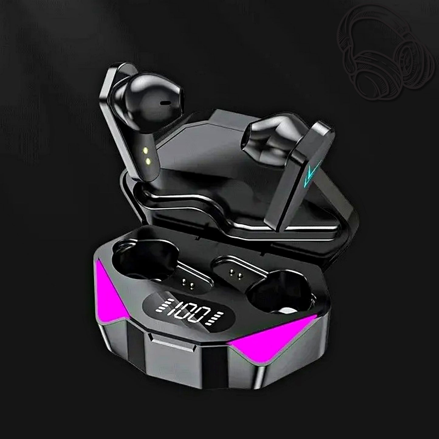 Sports Gaming LED Display Earphones Noise Cancelling Wireless Bluetooth Earbuds