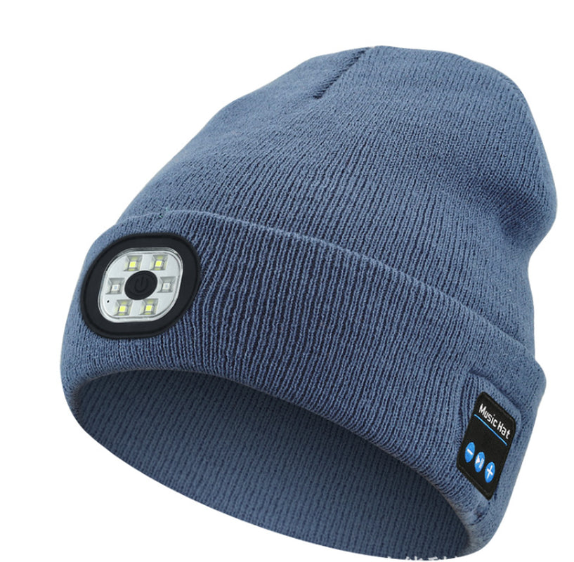 Bluetooth 5.0 LED Beanie Hat with Music Speakers Mic Rechargeable Cap Head Light