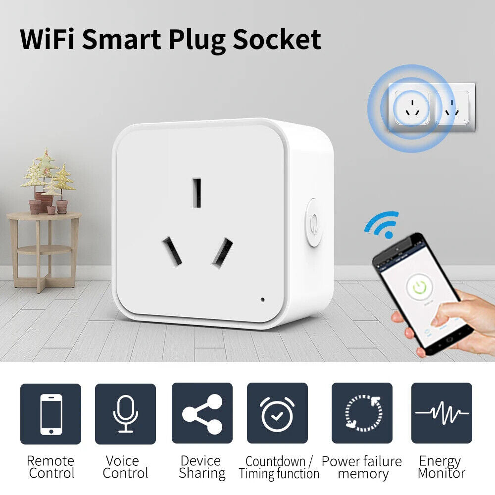 Smart Socket Plug Switch Wifi Voice Control Timer Tuya App 16A Alexa Google Home