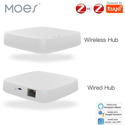 MOES Wireless Tuya Zigbee 3.0 Smart Gateway Hub Bridge Alexa Google Smart Life