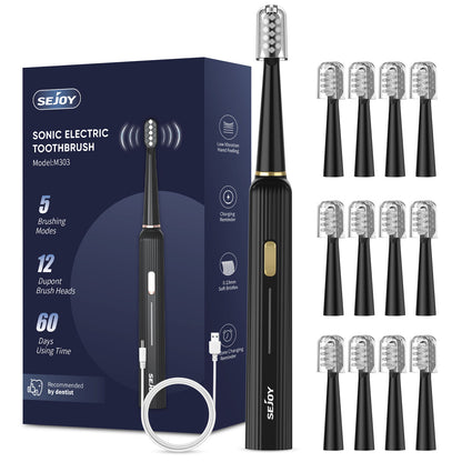 SEJOY Sonic Electric Toothbrush Rechargeable with 12 Brush Heads 5 Modes Timer