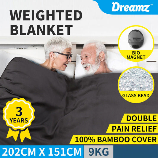 Dreamz 9KG Weighted Blanket Promote Deep Sleep anti Anxiety Double Dark Grey